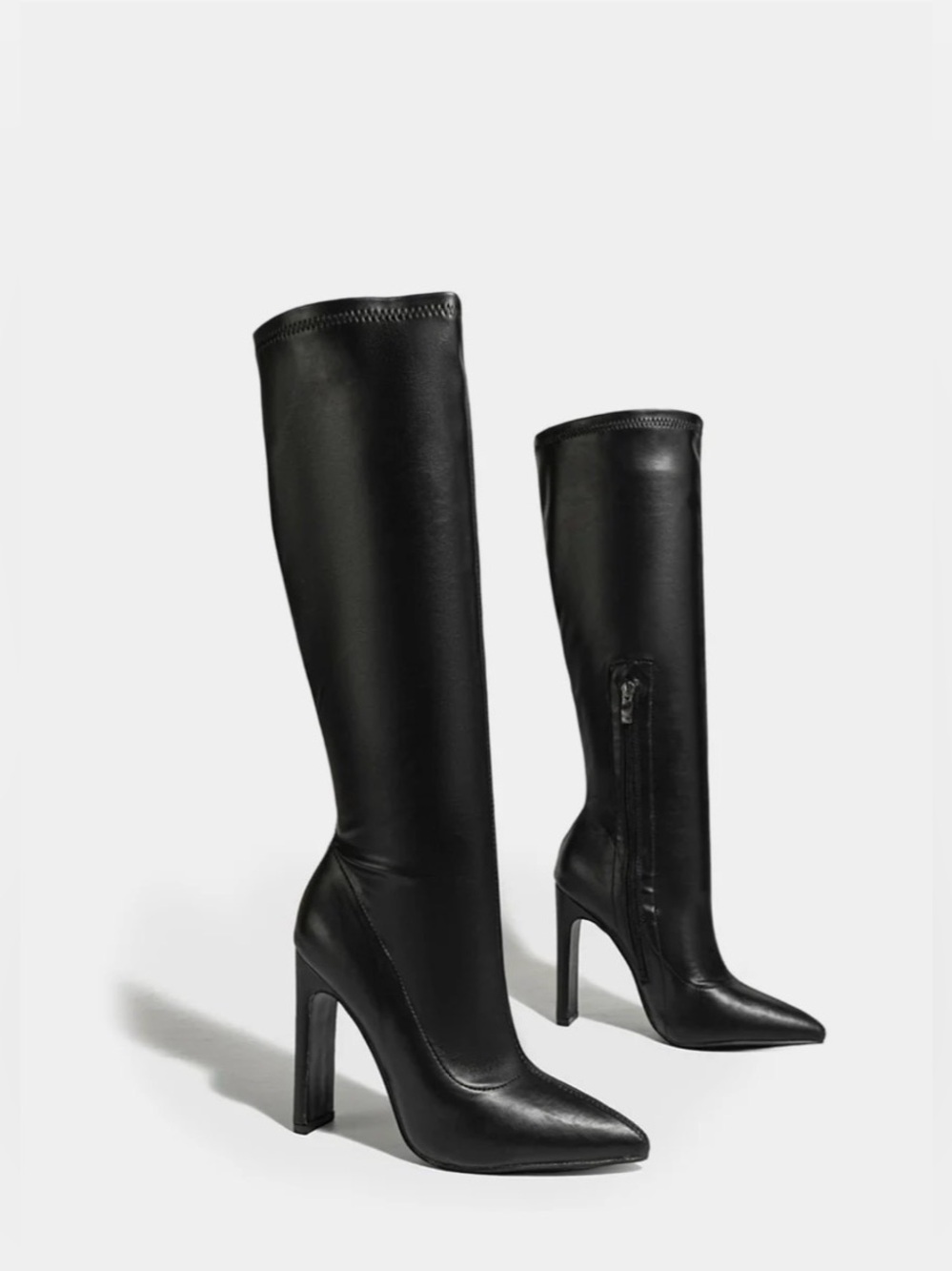 Women's Black Over-the-Knee Pointed Toe Stiletto Boots
